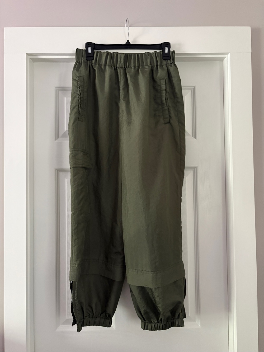 Tibi Olive green Shiny Nylon Wilt Joggers
